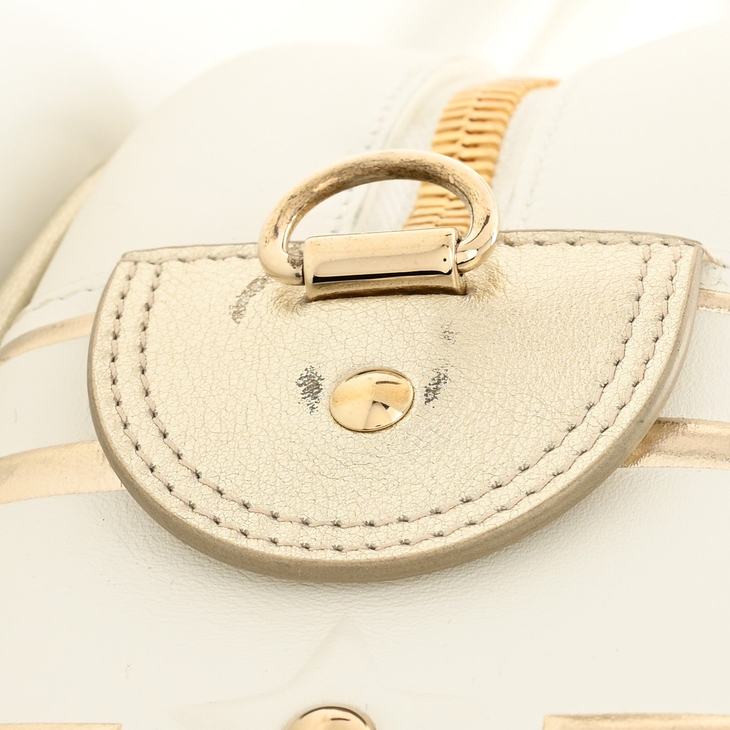 Christian Dior Perforated Calfskin Medium Dior Vibe Classic Bowling Bag White Gold 14 of 15