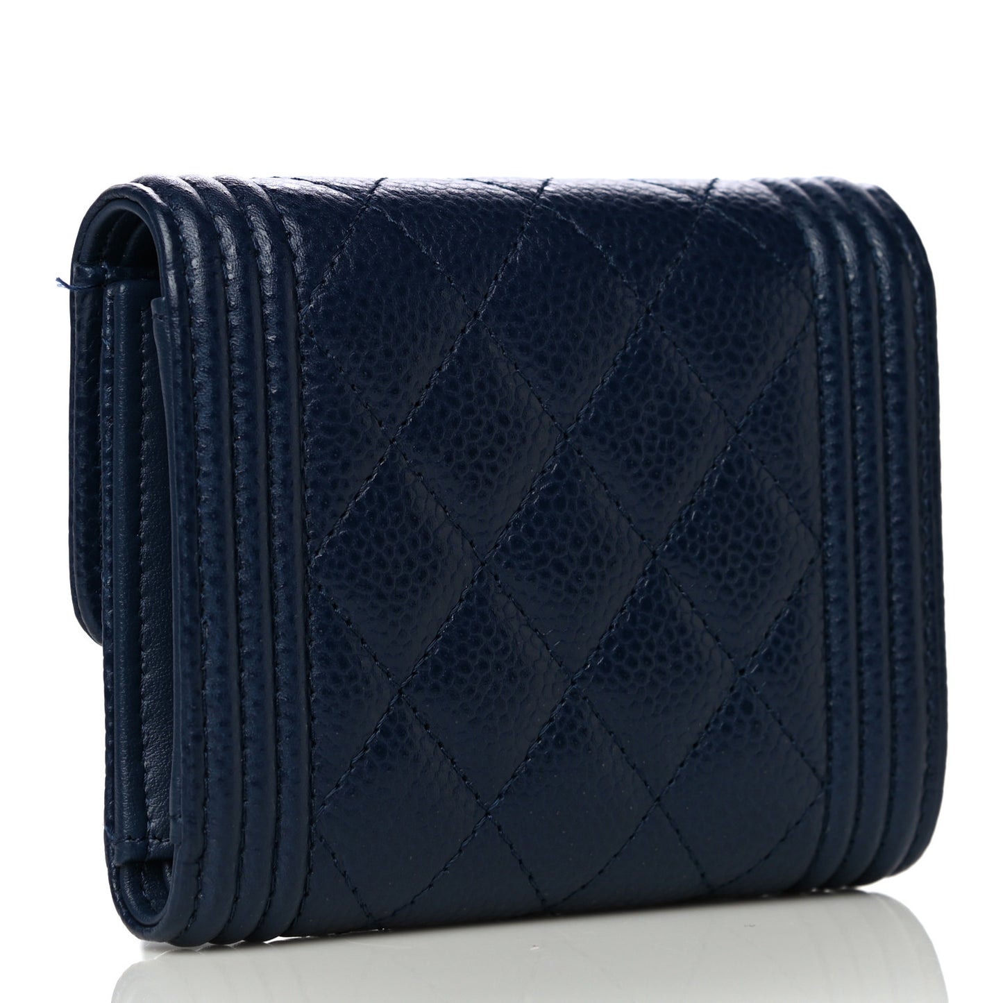 Caviar Quilted Compact Boy Wallet Blue