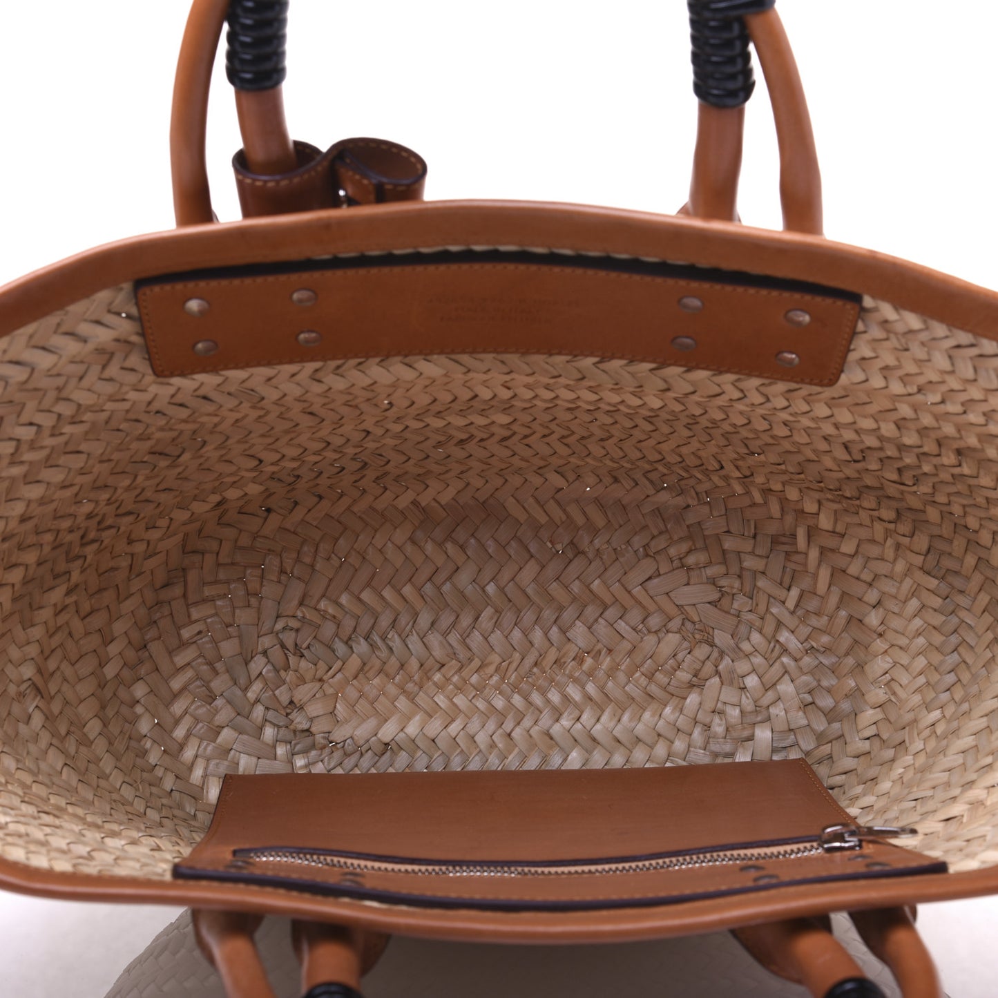Straw Calfskin Bistrot Panier Small Tote Natural