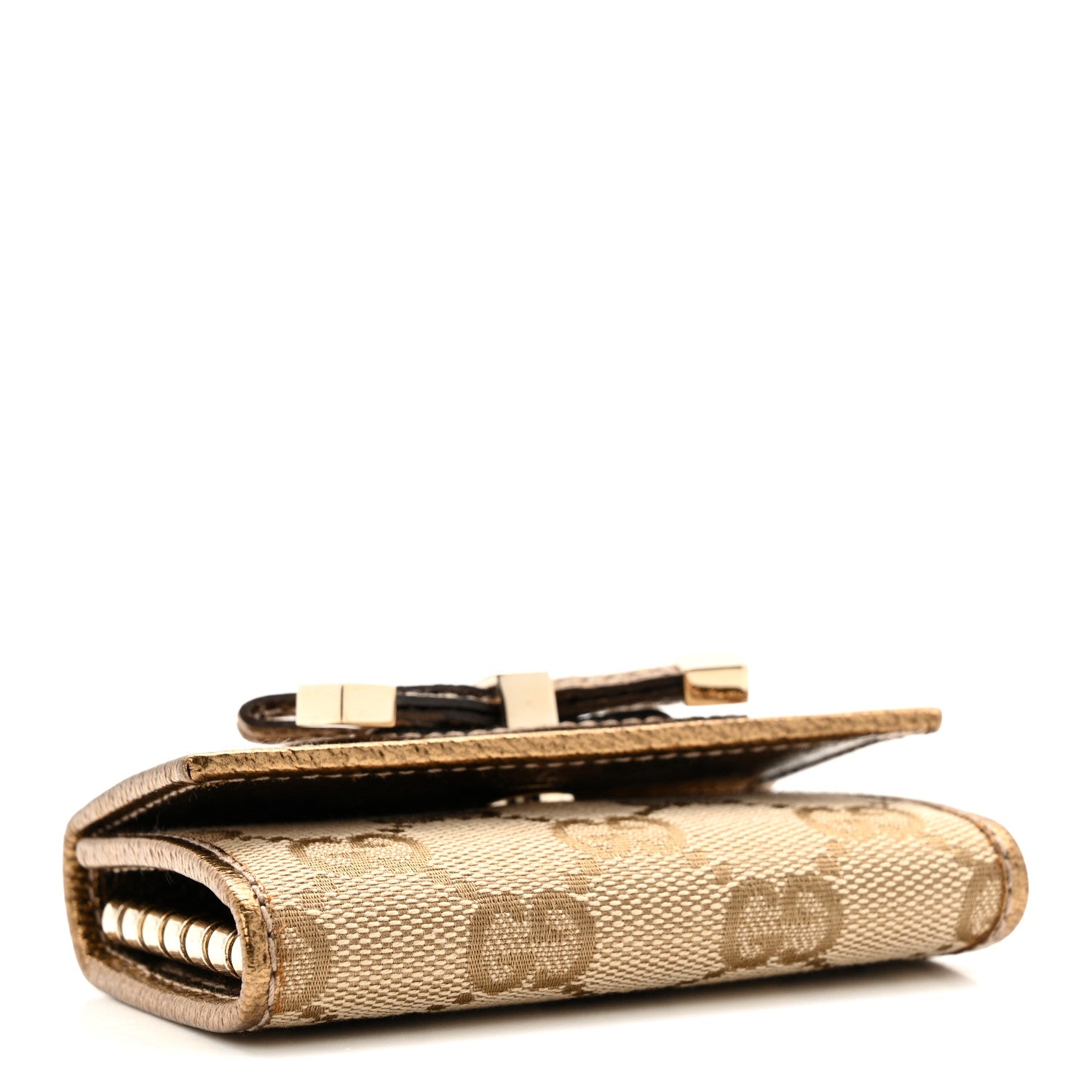 Gucci Metallic GG Supreme Monogram Bow 6 Key Holder Case    Beige Gold 7 of 18