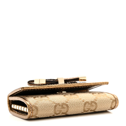 Gucci Metallic GG Supreme Monogram Bow 6 Key Holder Case    Beige Gold 7 of 18