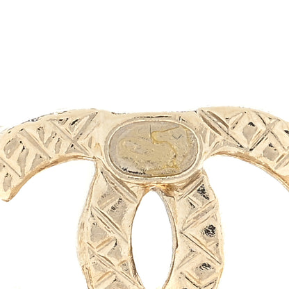 Chanel Metal Crystal Quilted CC Earrings Gold 4 of 4