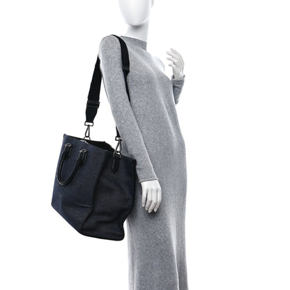 Dolce & Gabbana Canvas Calfskin Embroidered Logo Large Edge Shopper Tote Blue 2 of 8