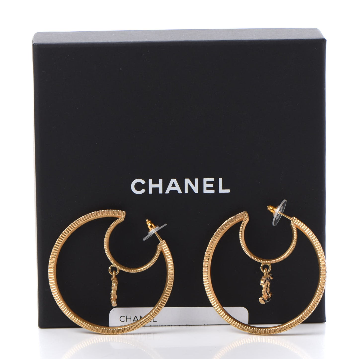 Crystal CC Drop Hoop Earrings Gold