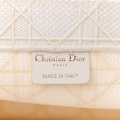 Christian Dior Canvas Embroidered Cannage Medium Book Tote White 6 of 14