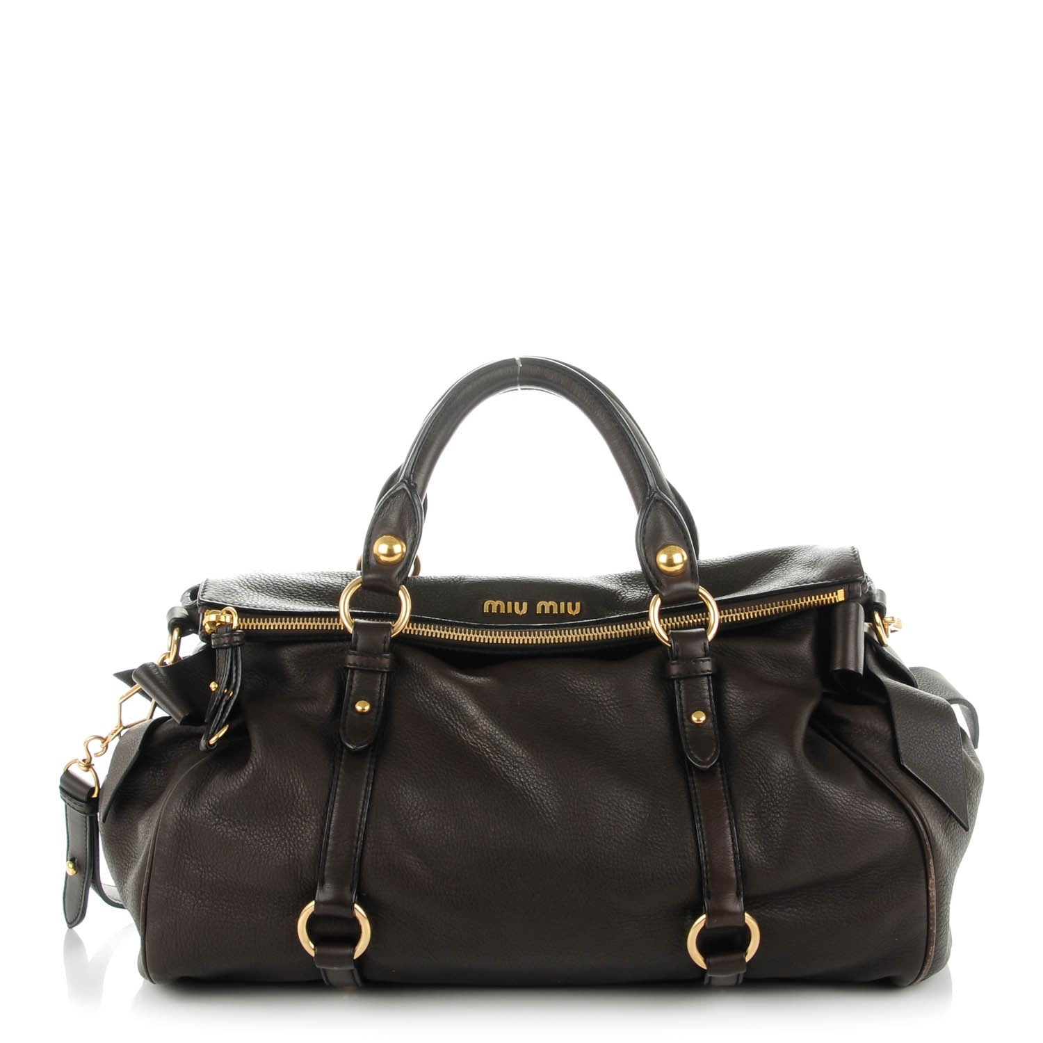 Miu Miu Vitello Medium Bow Bag Brown 1 of 9