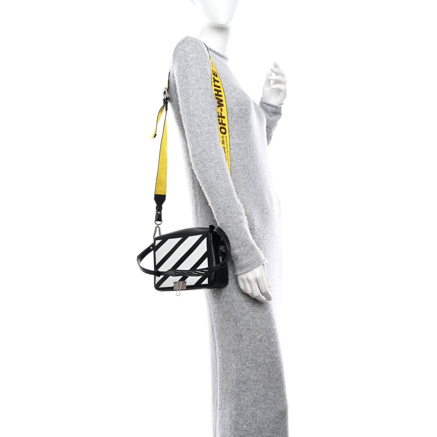 Calfskin Diag Flap Bag Black White