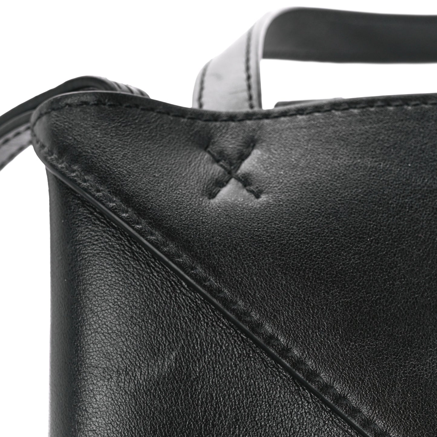 Shiny Calfskin Mini Puzzle Fold Tote Black