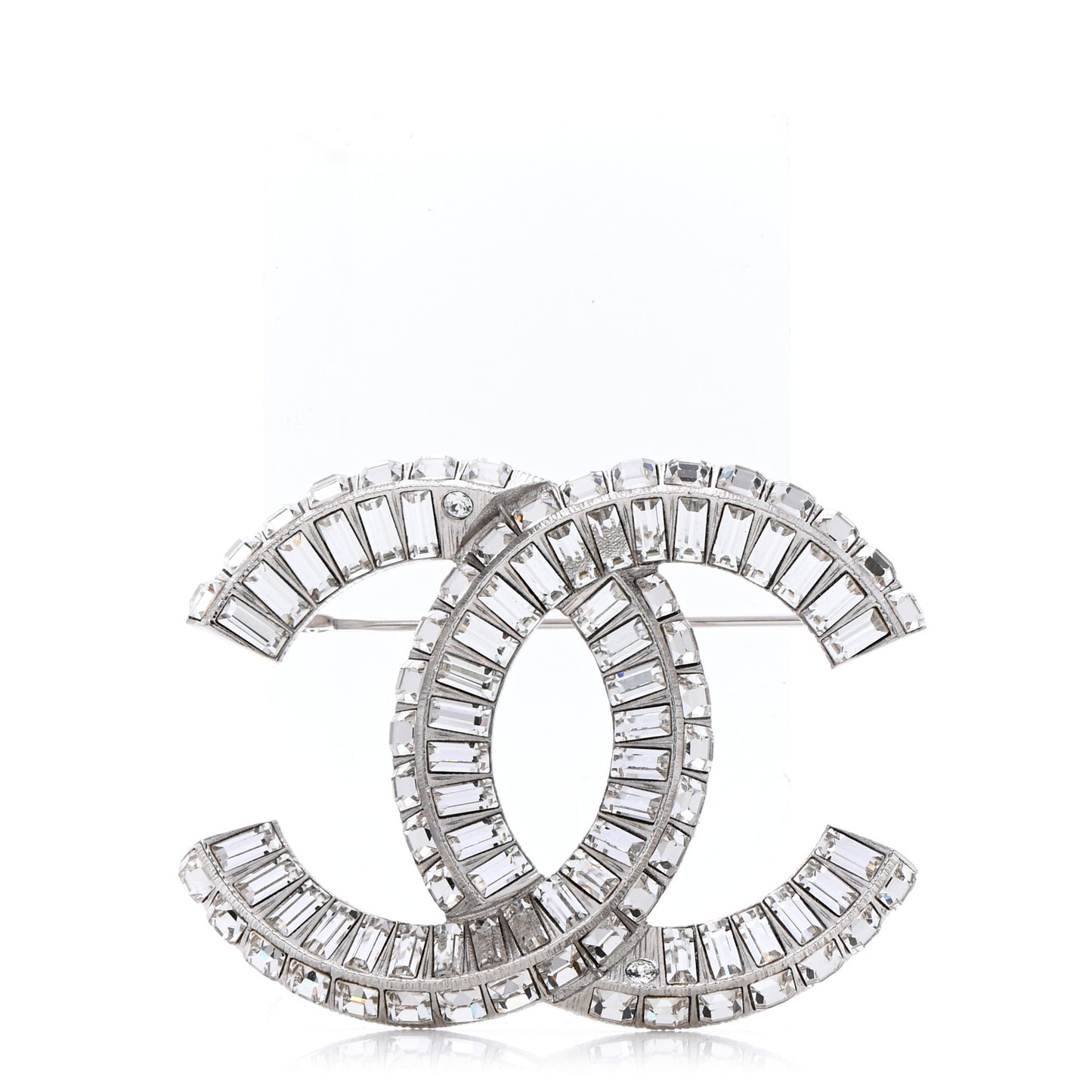 Baguette Crystal CC Brooch Silver