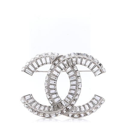 Chanel Baguette Crystal CC Brooch Silver 1 of 5