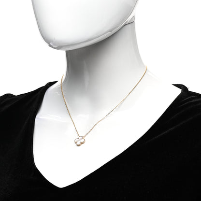 Van Cleef & Arpels 18K Yellow Gold Mother of Pearl Vintage Alhambra Pendant Necklace 2 of 6