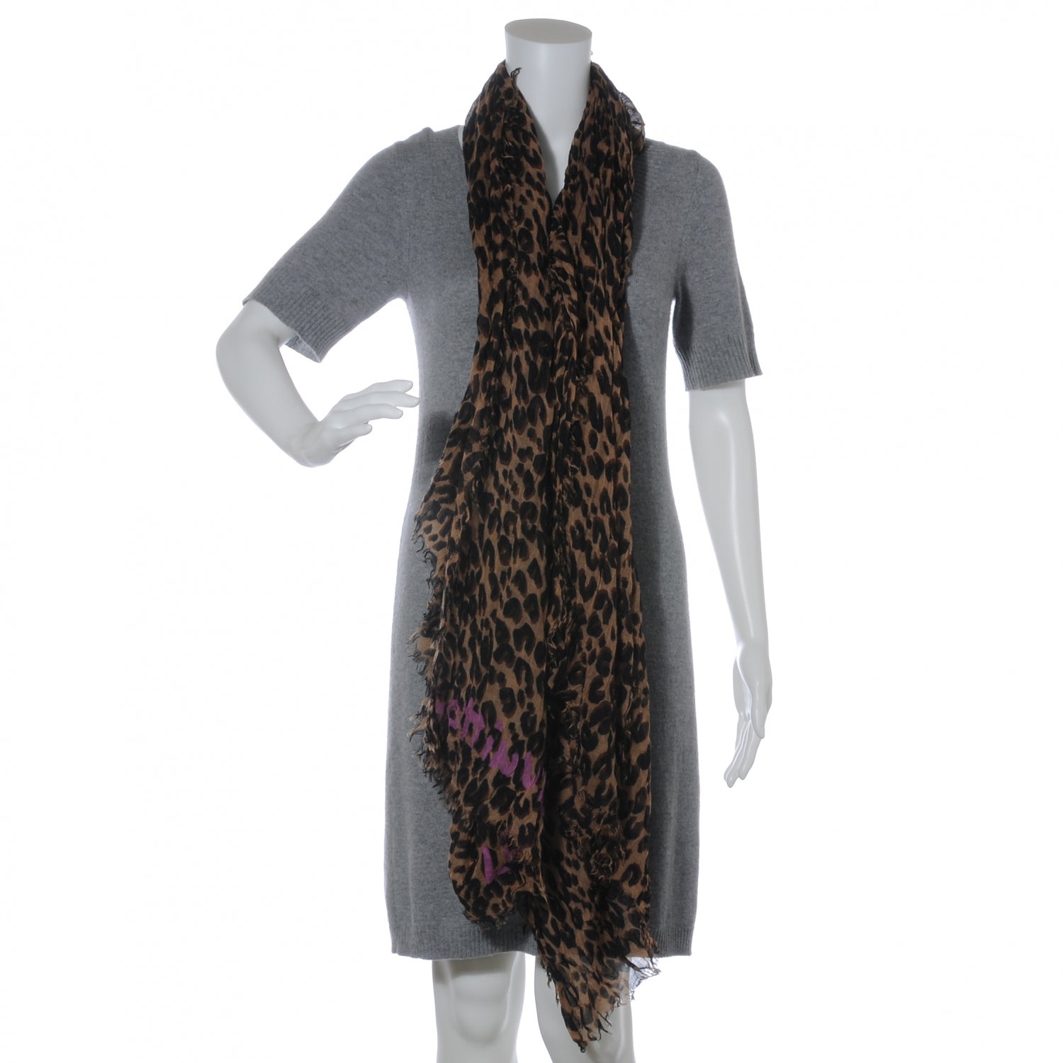 Louis Vuitton Cashmere Silk Leopard Stole Brown 3 of 7