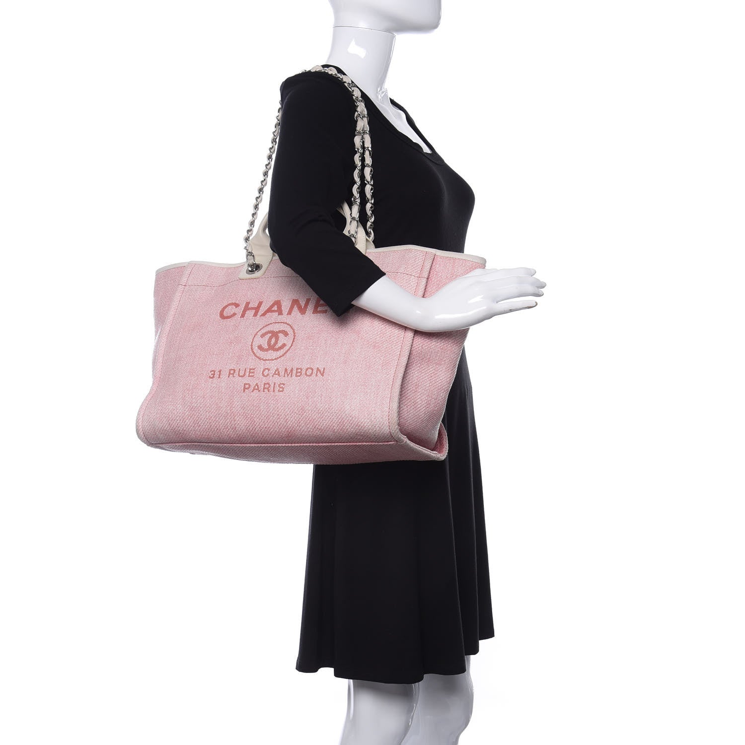 Chanel Canvas Large Deauville Tote Pink 2 of 9