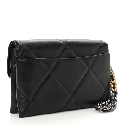 Chanel Lambskin Quilted Chanel 19 Flap Clutch Black 4 of 11