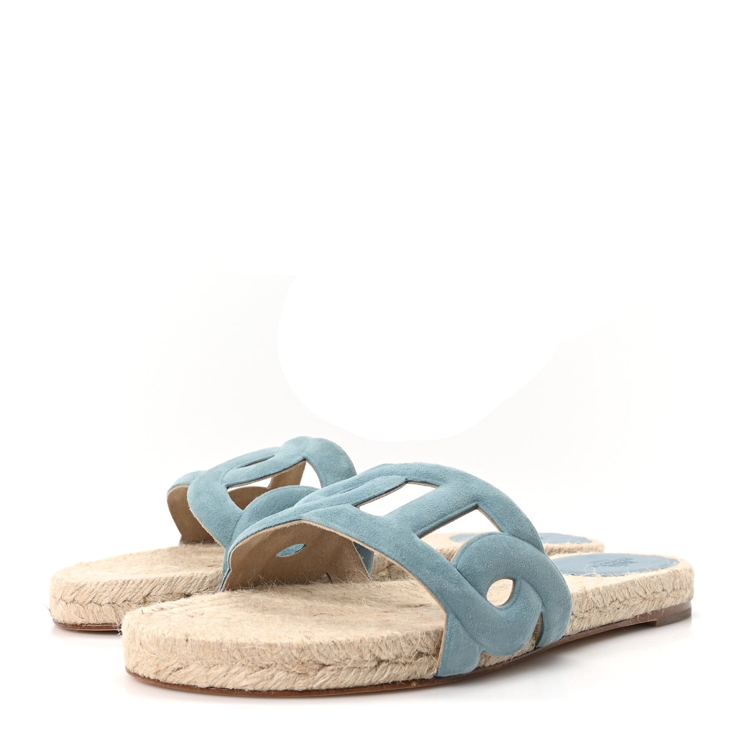 Suede Goatskin Famosa Espadrille Sandals 37 Bleu Citadin