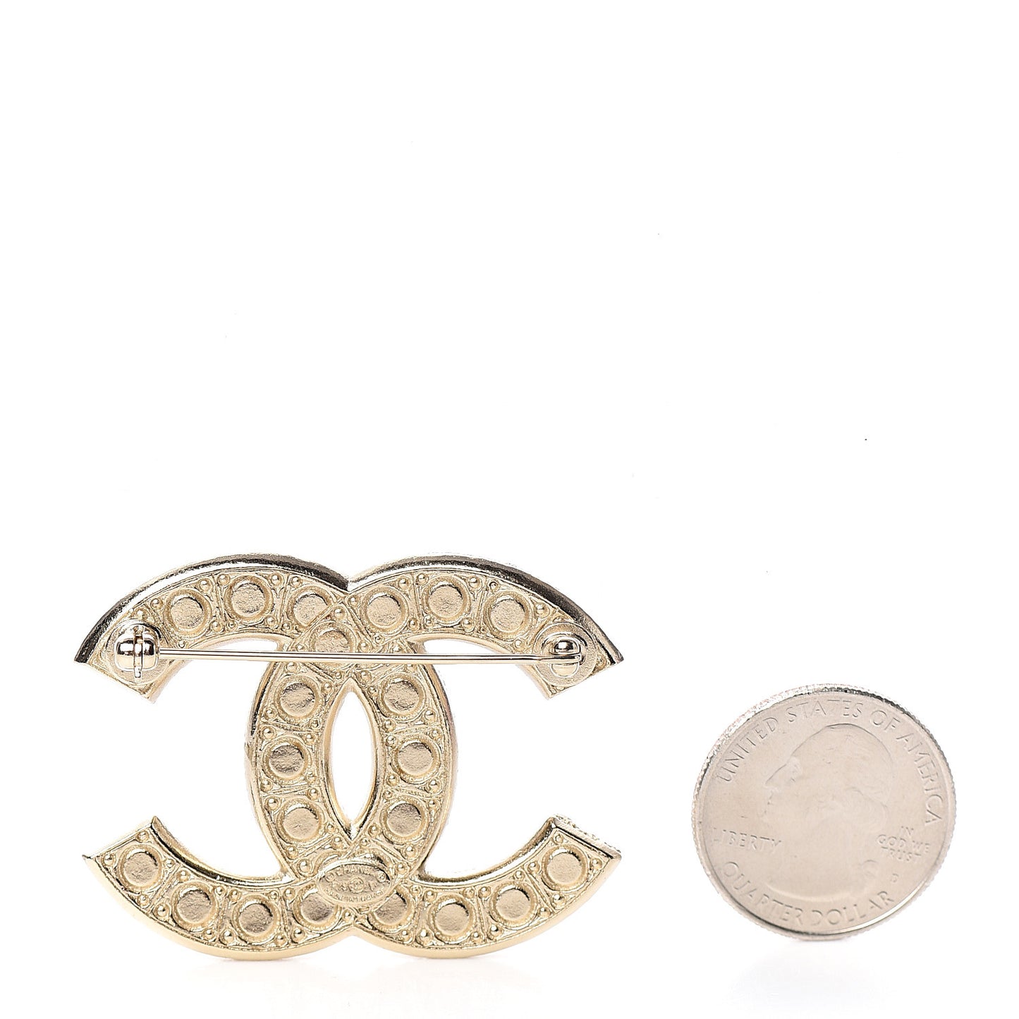 Pearl Crystal CC Brooch Light Gold