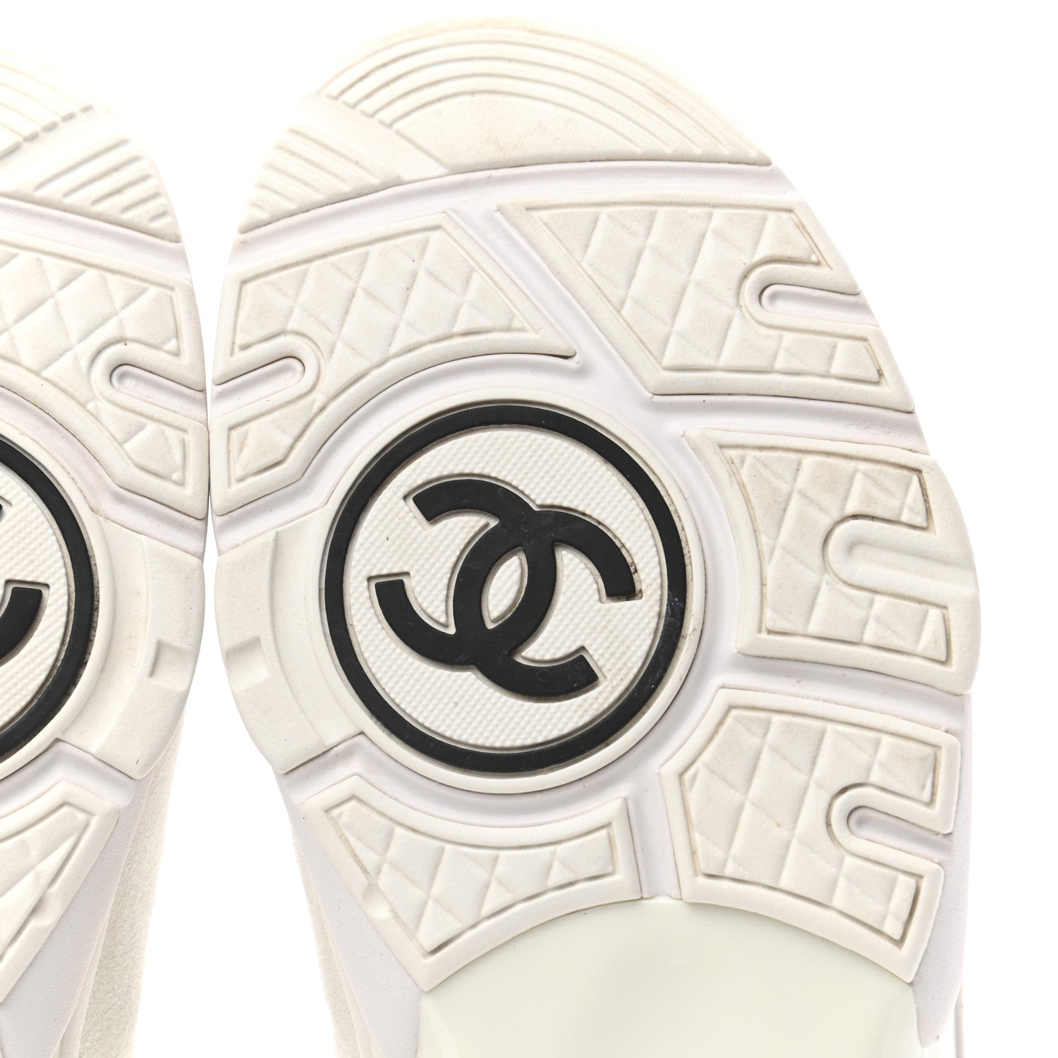 Chanel Suede Calfskin Fabric CC Sneakers 39.5 White 6 of 8