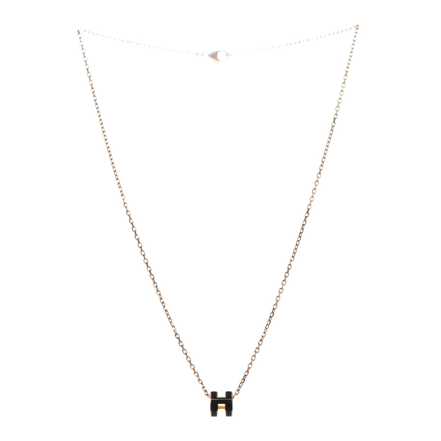 Lacquered Gold Mini Pop H Pendant Necklace Black