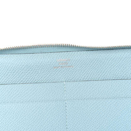 Hermes Epsom Printed Silk Flamingo Party Soie-Cool Wallet Mykonos Bleu Atoll 5 of 7