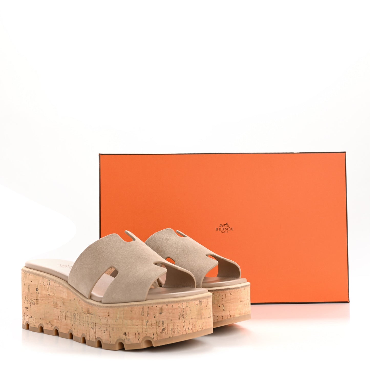 Suede Goatskin Cork Eze 30 Sandals 38 Beige Argile
