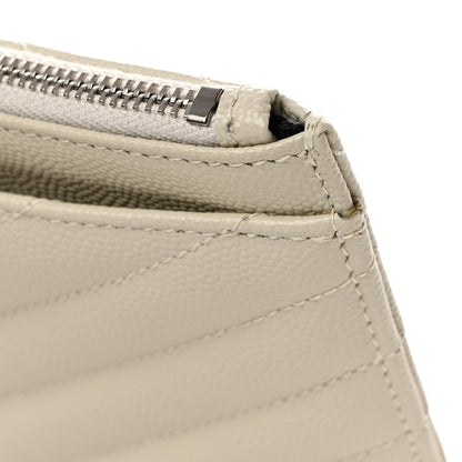 Saint Laurent Grain De Poudre Matelasse Chevron Monogram Bill Pouch Blanc Vintage 8 of 9