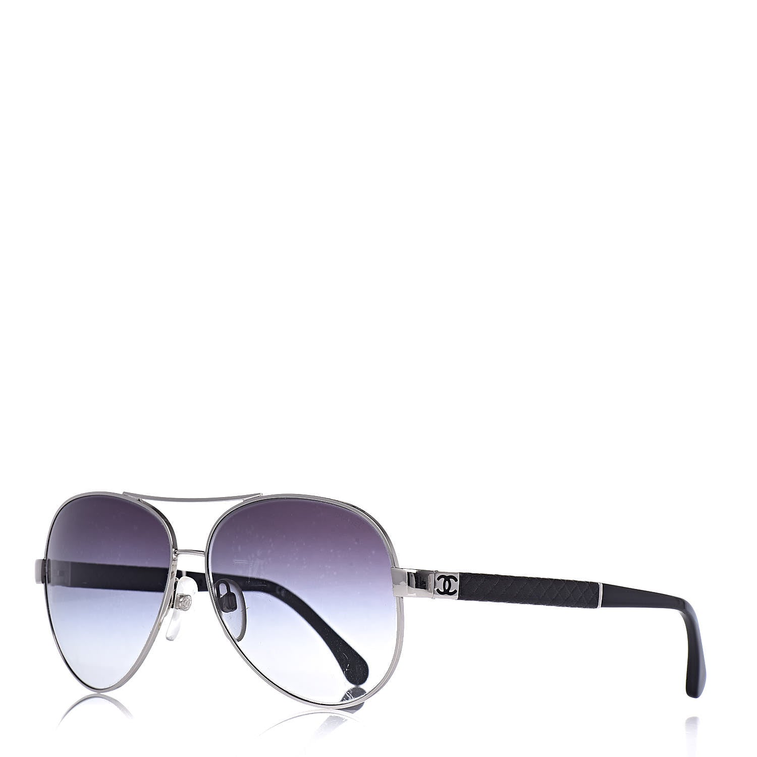 Chanel Lambskin Quilted CC Aviator Sunglasses 4195-Q Black 1 of 7