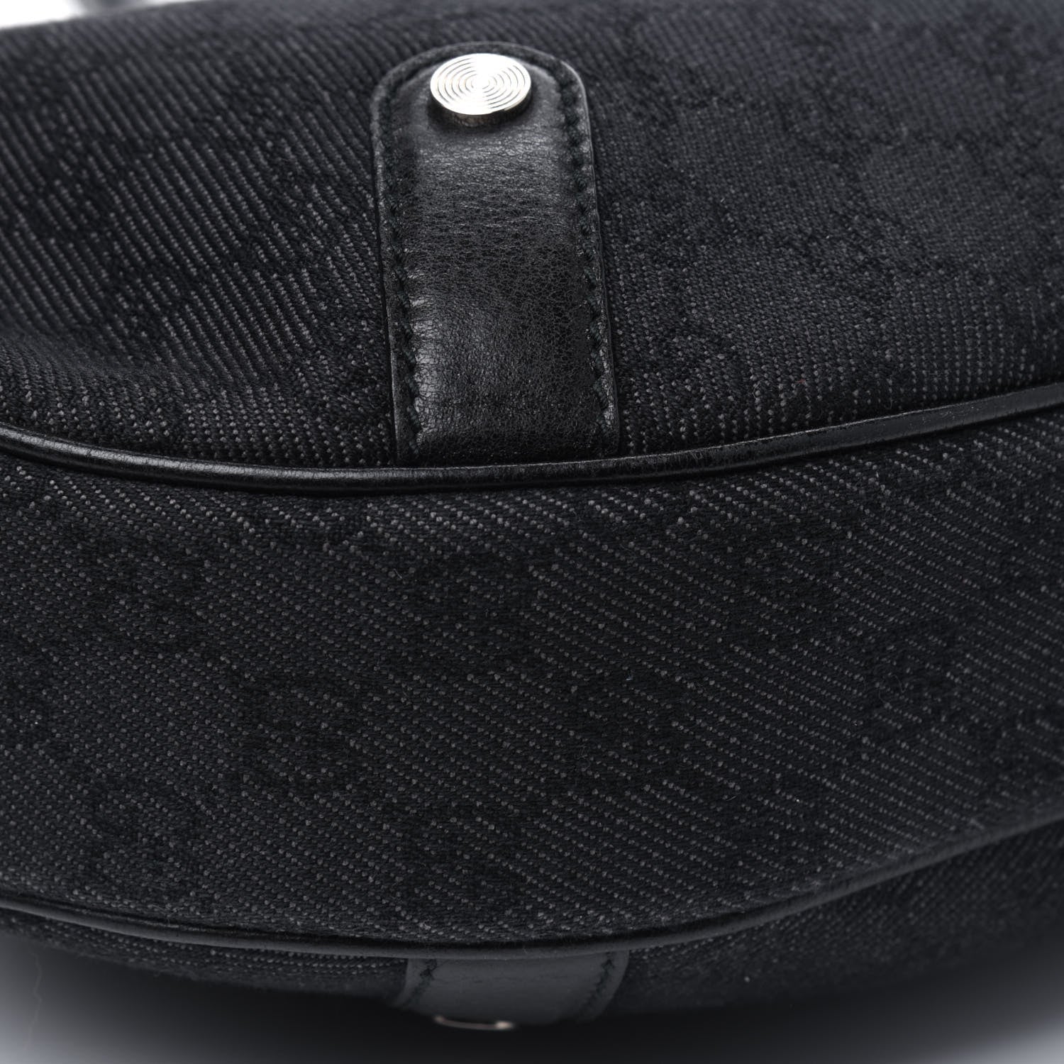 Gucci Denim Monogram Britt Tassel Shoulder Bag Black 14 of 17