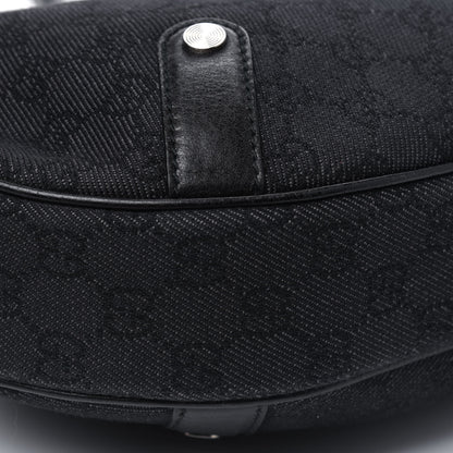Gucci Denim Monogram Britt Tassel Shoulder Bag Black 14 of 17