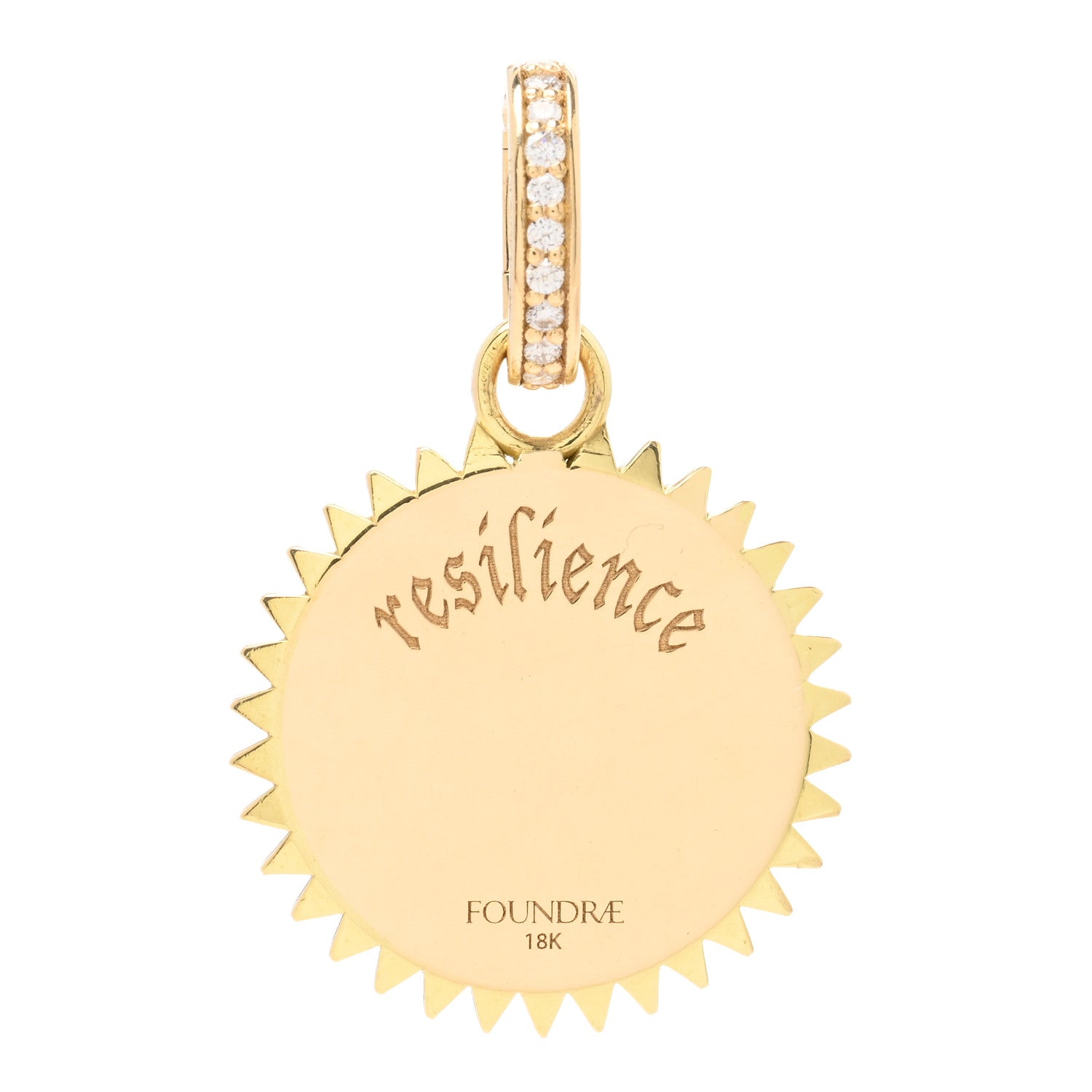 Foundrae 18K Yellow Gold Diamond Enamel Petite Champleve Resilience Medallion Pendant Black White 3 of 3