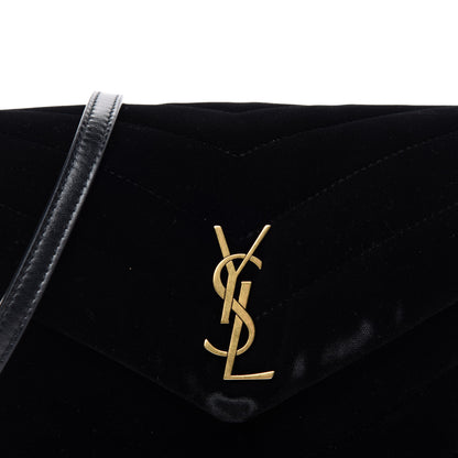 Saint Laurent Velvet Y Quilted Monogram Toy Loulou Chain Satchel French Black 12 of 13