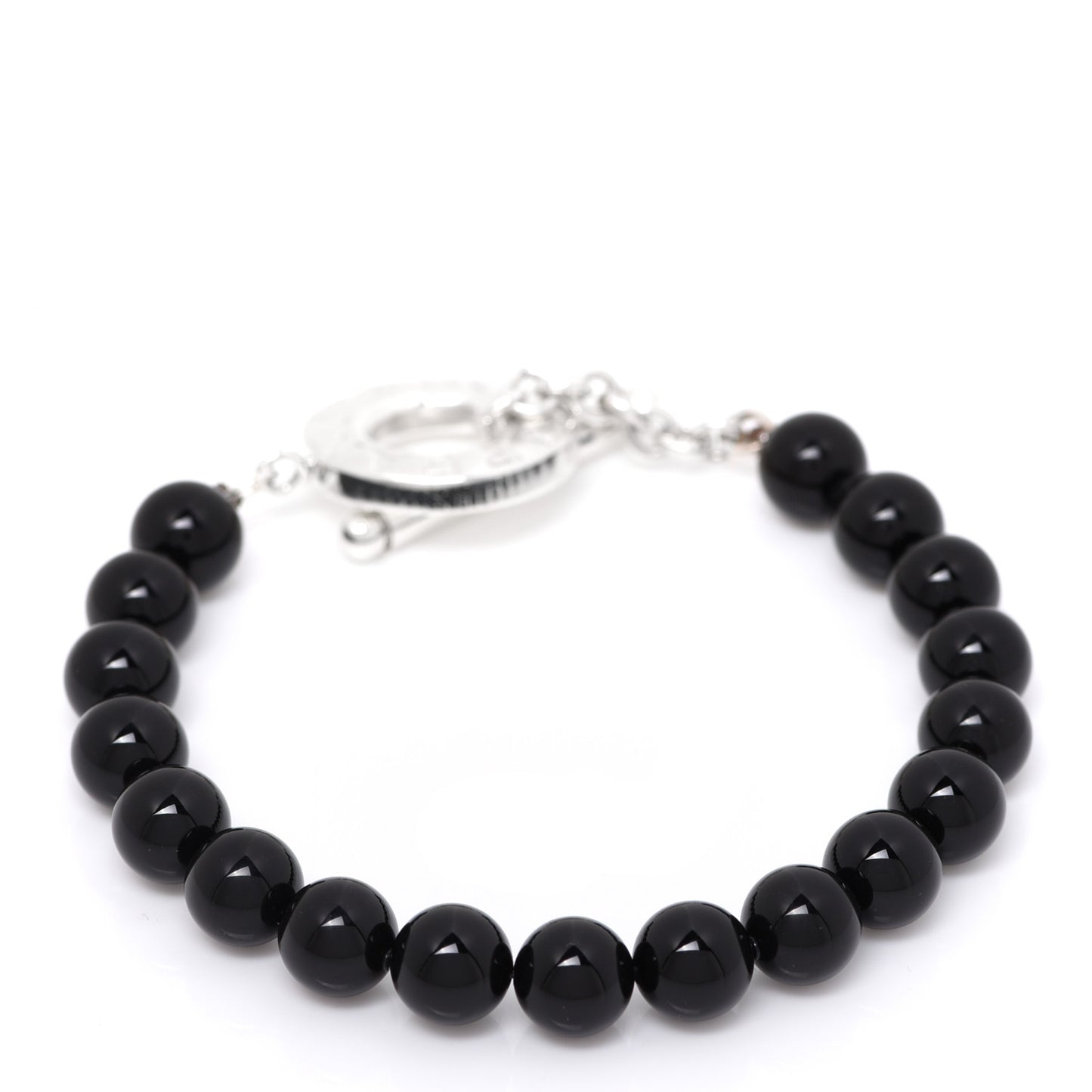 Sterling Silver Black Onyx Bead Toggle Bracelet
