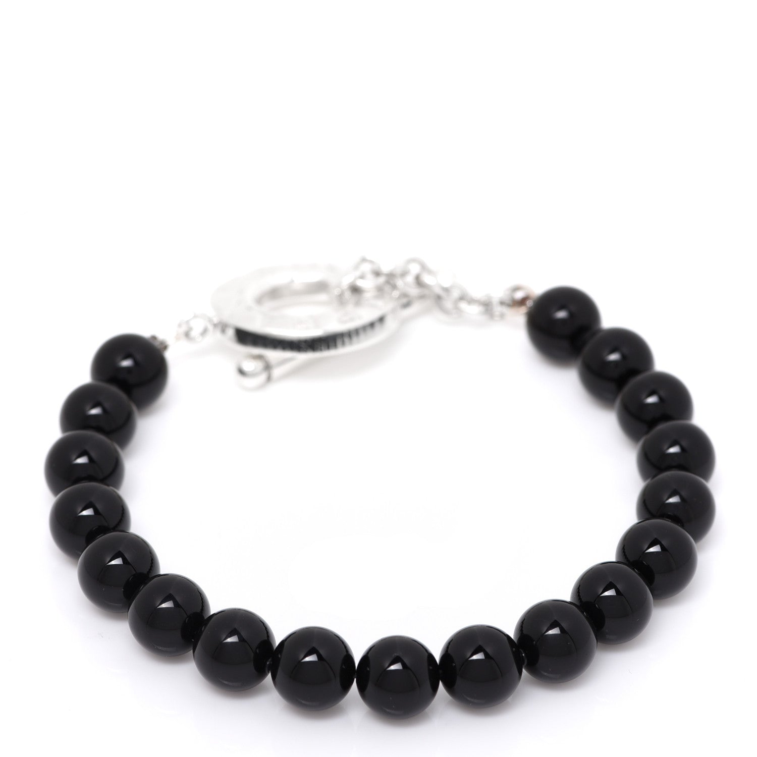 Tiffany Sterling Silver Black Onyx Bead Toggle Bracelet 1 of 5