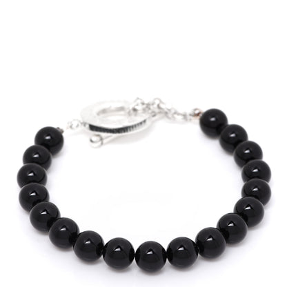 Tiffany Sterling Silver Black Onyx Bead Toggle Bracelet 1 of 5