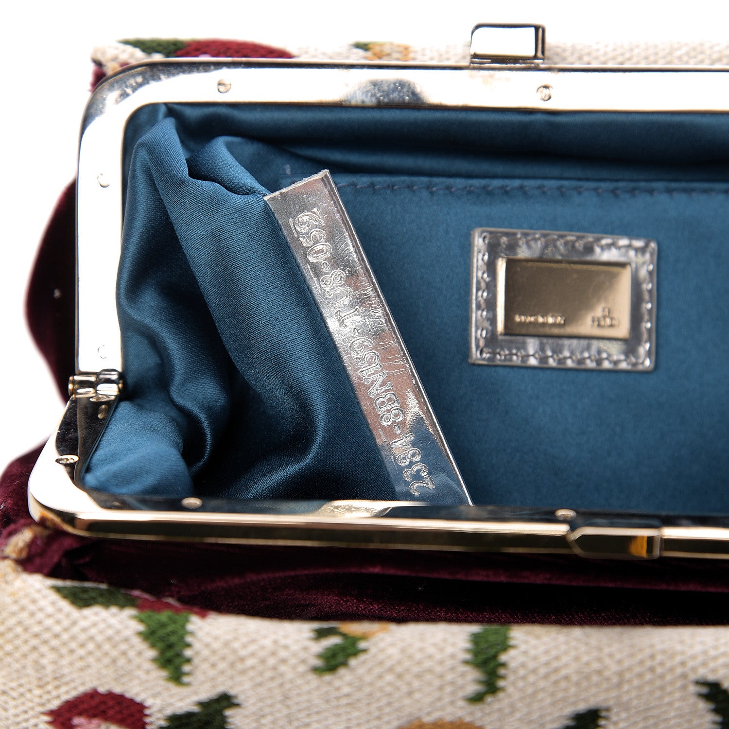 Fendi Velvet Calfskin Goatskin Neve Evening Bag Bordeaux 6 of 9