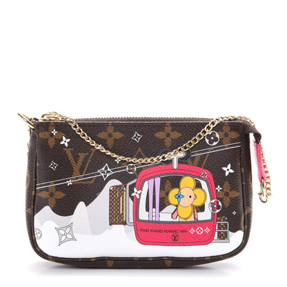 Louis Vuitton Monogram 2019 Christmas Animation Mini Courchevel Pochette Accessories Fuchsia 1 of 6