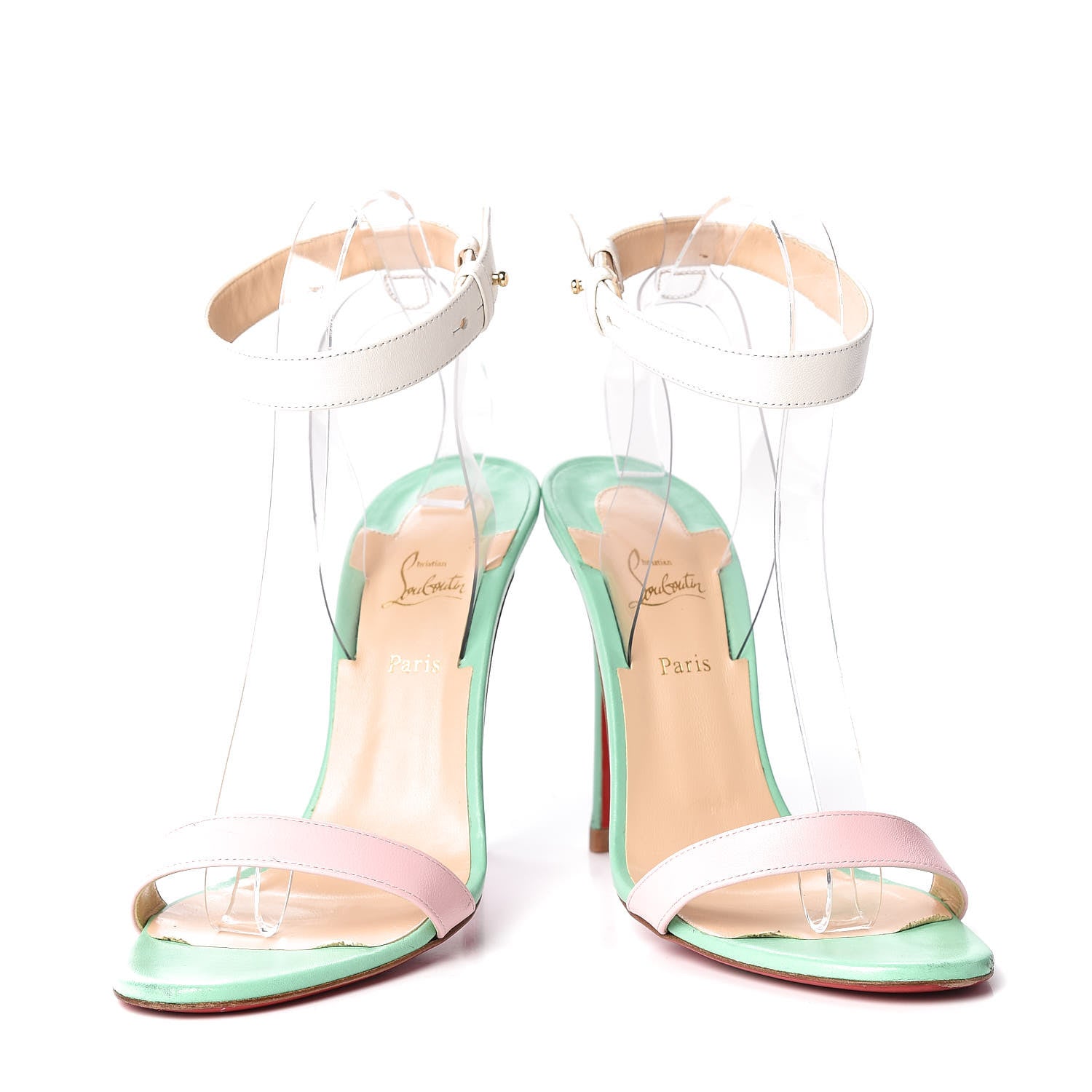 Christian Louboutin Shiny Nappa PVC Jonatina 100 Sandals 38 Opal 6 of 20