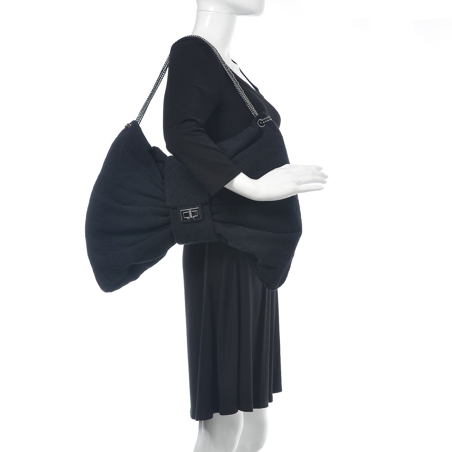 Terry Cotton Large Reissue Bow Hobo Black