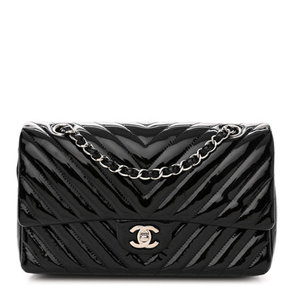 Chanel Patent Calfskin Chevron Quilted Small Double Flap Black 1 of 12