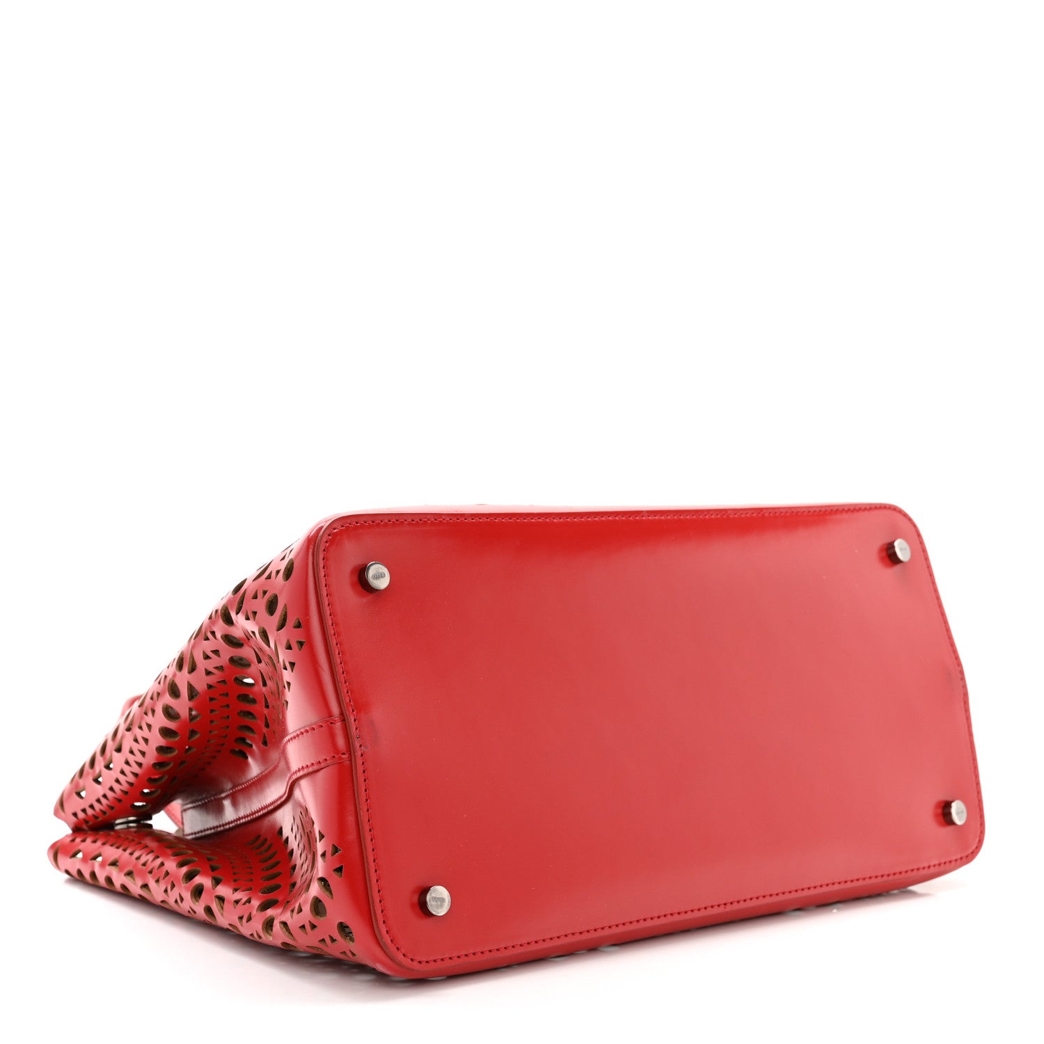 Alaia Calfskin Laser Cut Mina 32 Bag Red 5 of 10