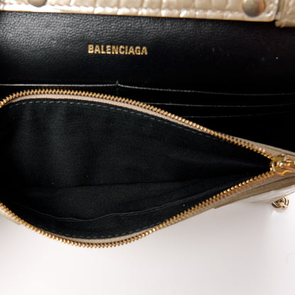 Balenciaga Metallic Calfskin Crocodile Embossed Hourglass Chain Bag Light Gold 10 of 10