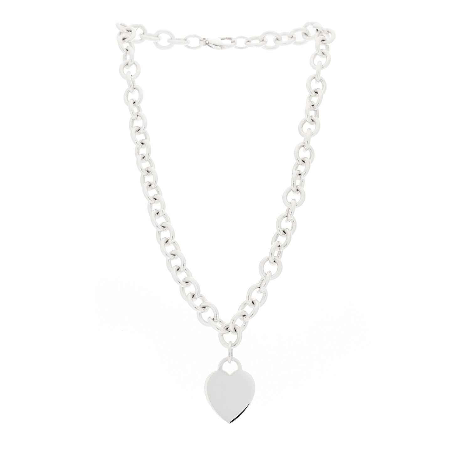 Sterling Silver Heart Tag Pendant Necklace