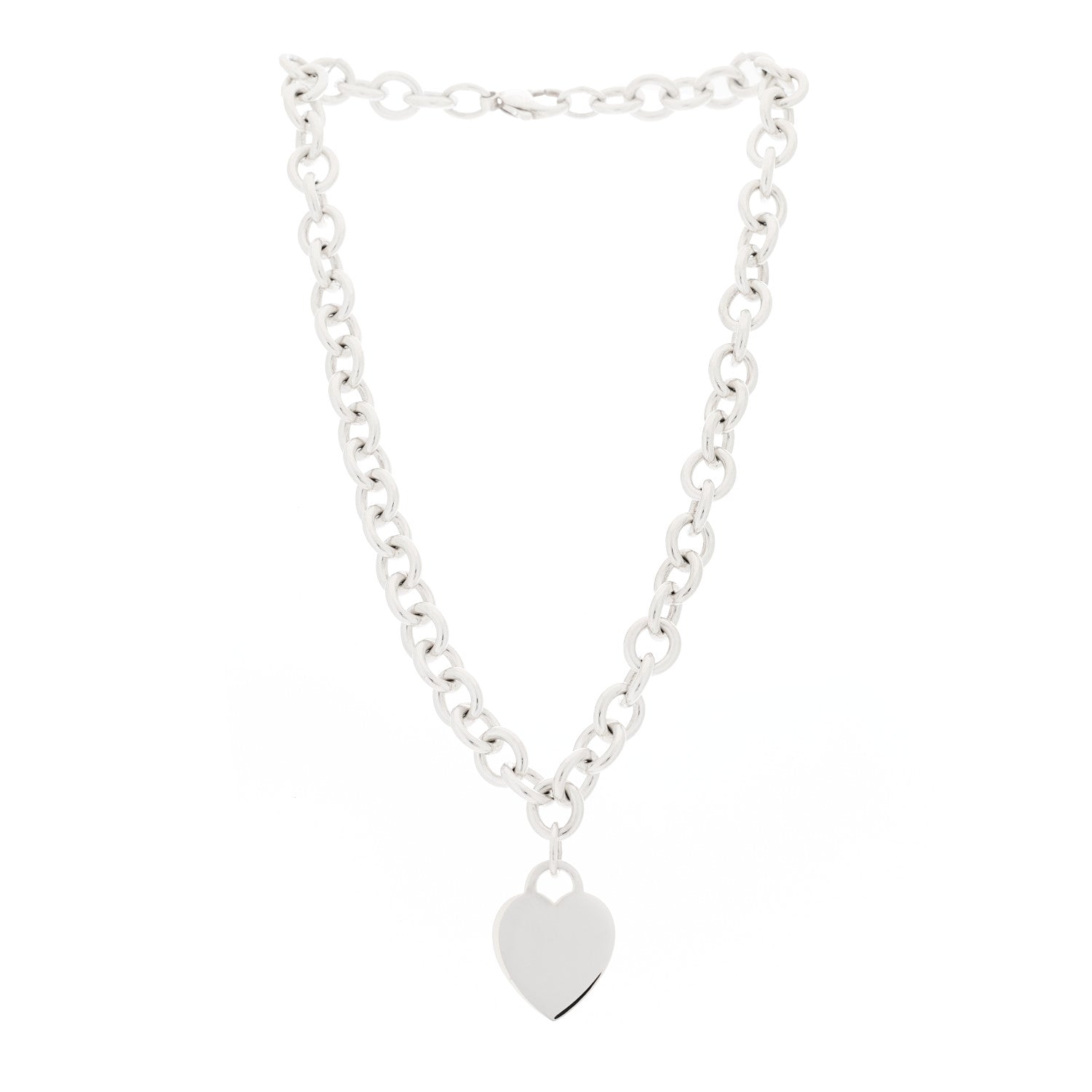Tiffany Sterling Silver Heart Tag Pendant Necklace 3 of 6