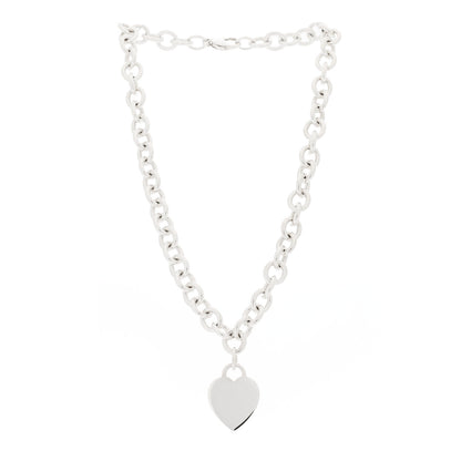 Tiffany Sterling Silver Heart Tag Pendant Necklace 3 of 6