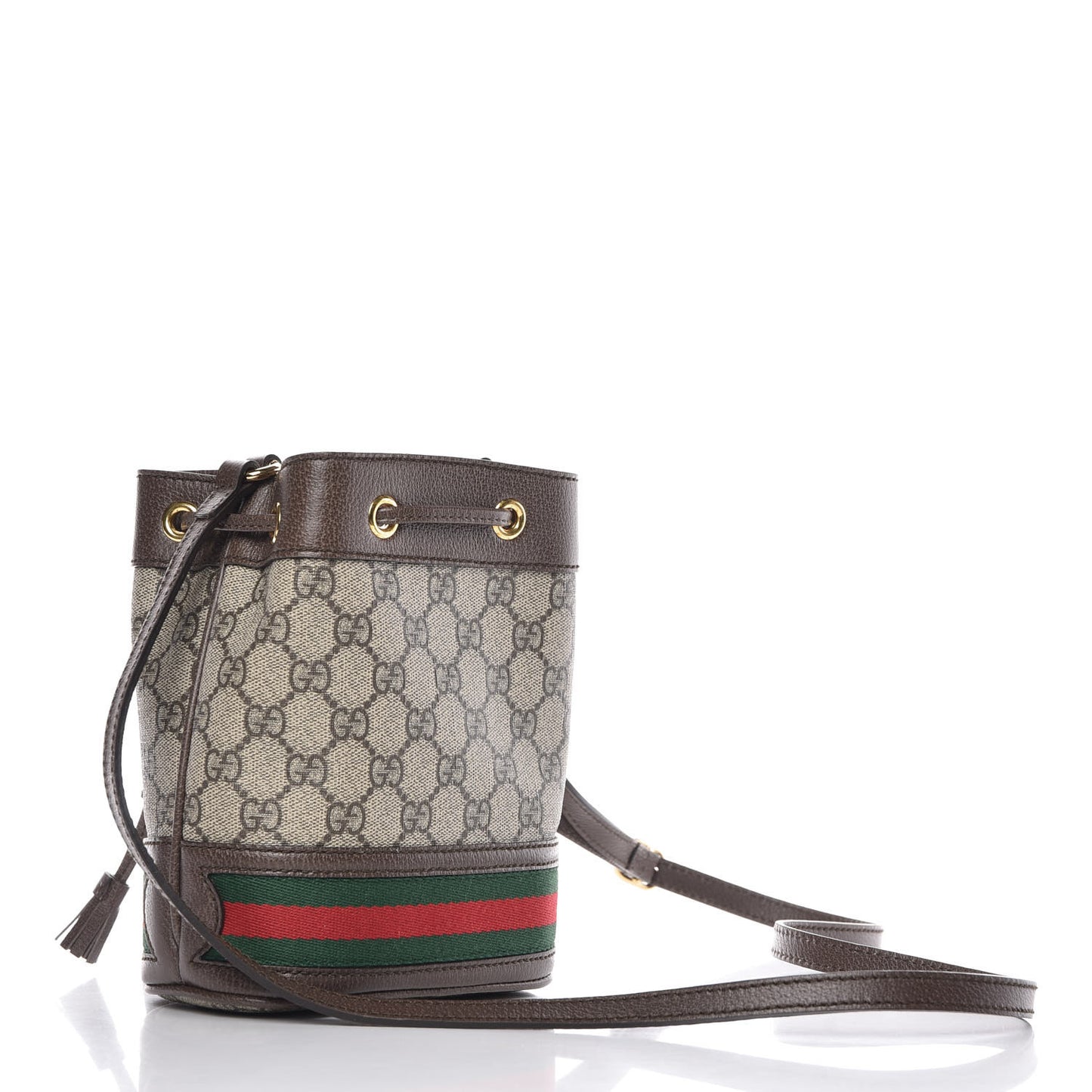 GG Supreme Monogram Web Mini Ophidia Bucket Bag Brown