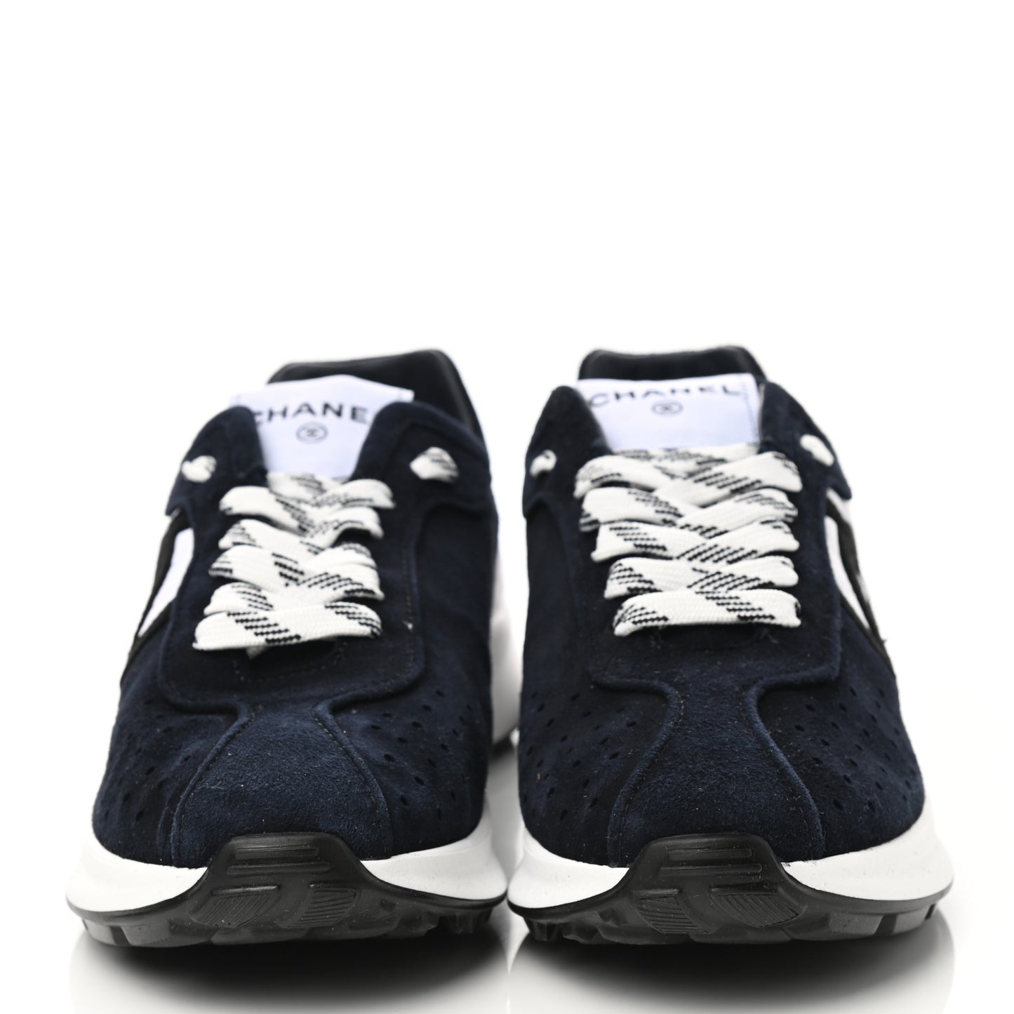 Fabric Suede Kidskin CC Sneakers 39.5 Navy White