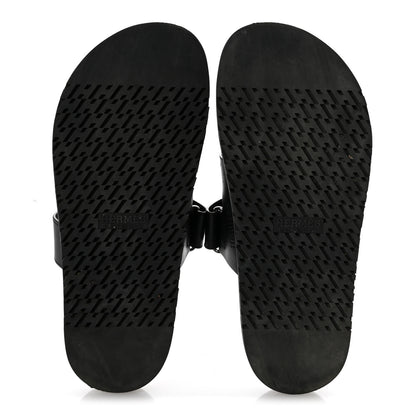 Hermes Calfskin Womens Chypre Sandals 40 Black 6 of 9