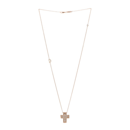 Damiani 18K Rose Gold Diamond Belle Epoque Cross Pendant Necklace 3 of 5