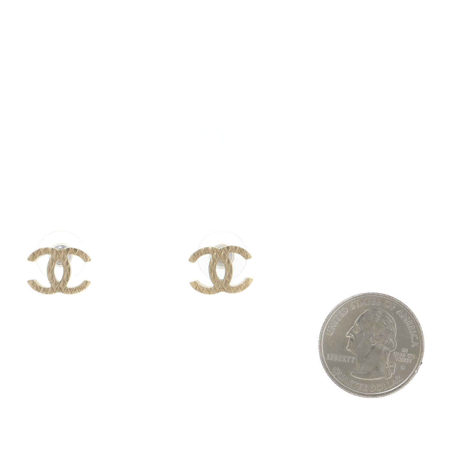 Chanel Quilted CC Earrings Gold 4 of 8
