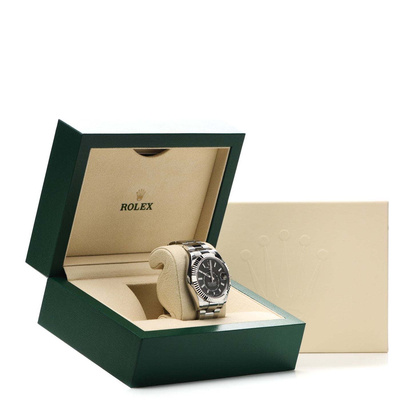 Stainless Steel 18K White Gold 42mm Oyster Perpetual Sky-Dweller Watch Bright Black 326934