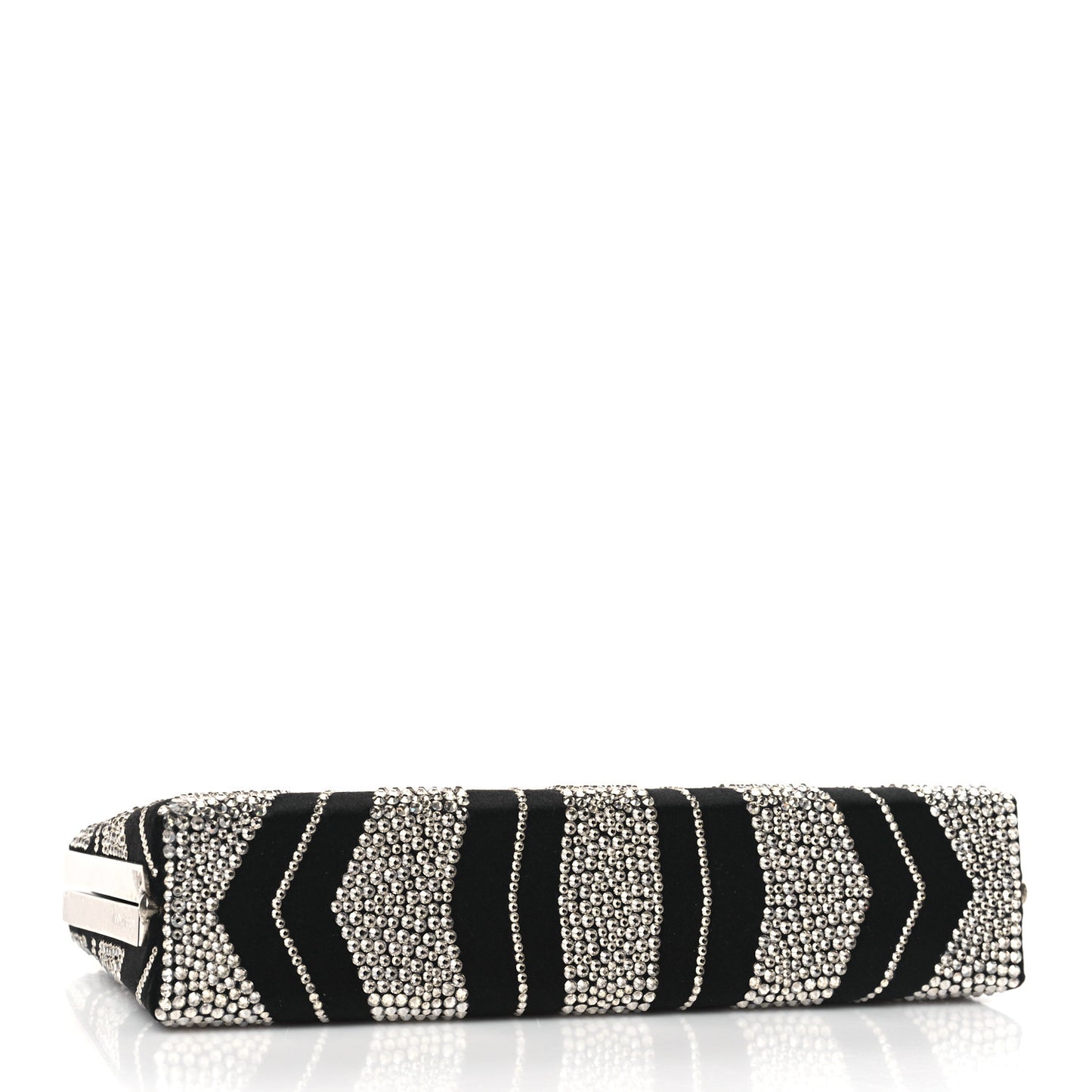 Satin Crystal Box Clutch Black